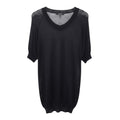 SPIRAL STORE black knit tunic sweater with short sleeves and a V-neck, featuring a "Jet Boy" graphic.