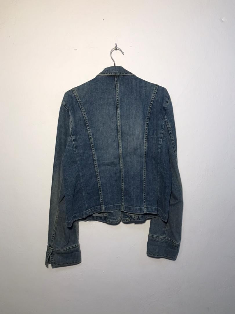 SPIRAL STORE blue denim jacket with collar and button closure, classic fit, ideal for casual wear.