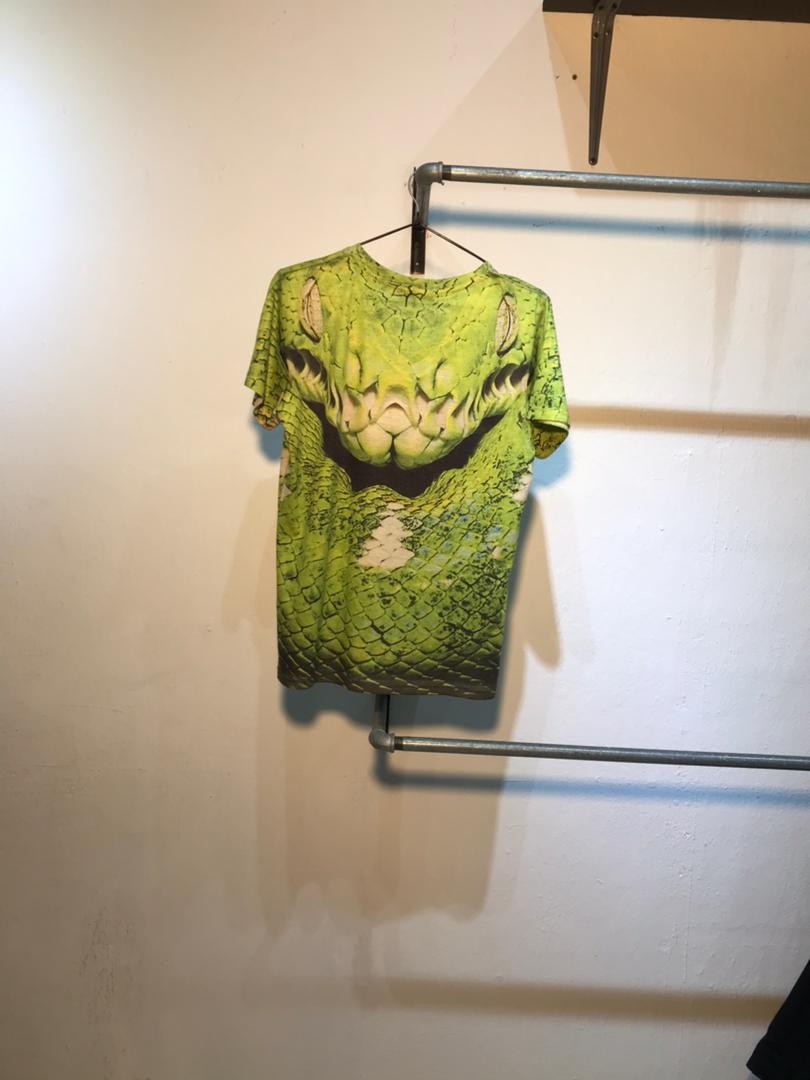 SPIRAL STORE green snake face graphic print t-shirt
