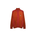 SPIRAL STORE men's burnt orange track jacket with red shoulder panels, full-zip, stand-up collar, and embroidered chest emblem.